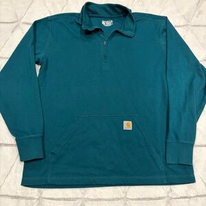 Carhartt Sweatshirt Mens XLarge Relaxed Fit Green Zip Work Wear Pullover